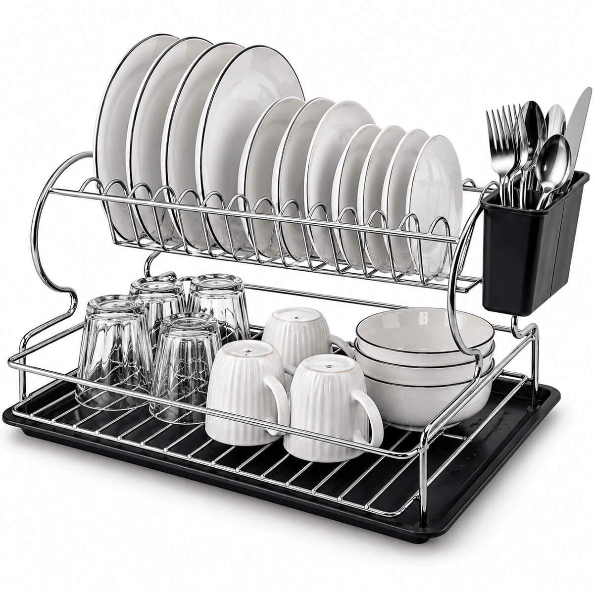 Krom - Metal 2 Katlı Tabaklık - Bulaşıklık Bx40