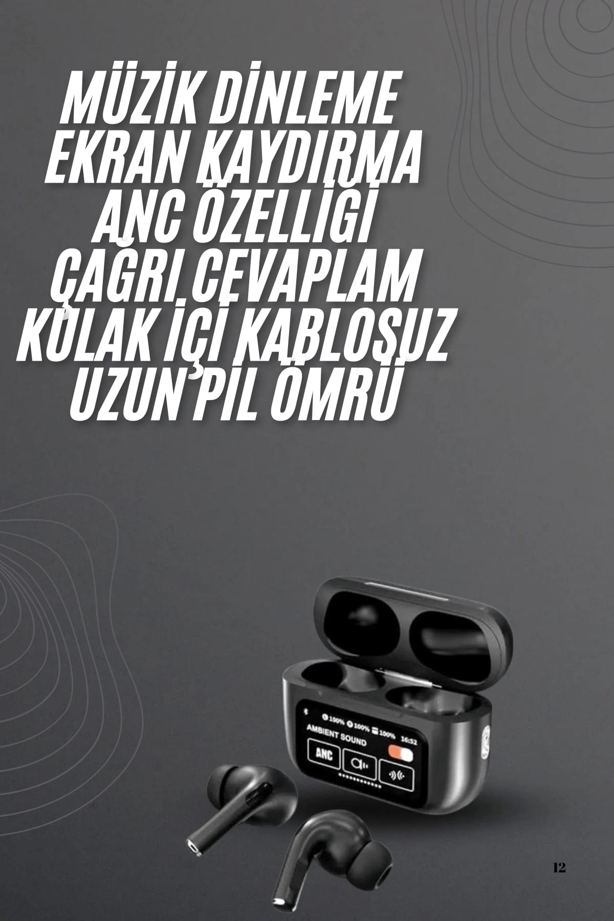 Kulak İçi Bluetooth Kulaklık Ekranlı Müzik Dinleme Çağrı Cevaplama Siyah Yeni Nesil