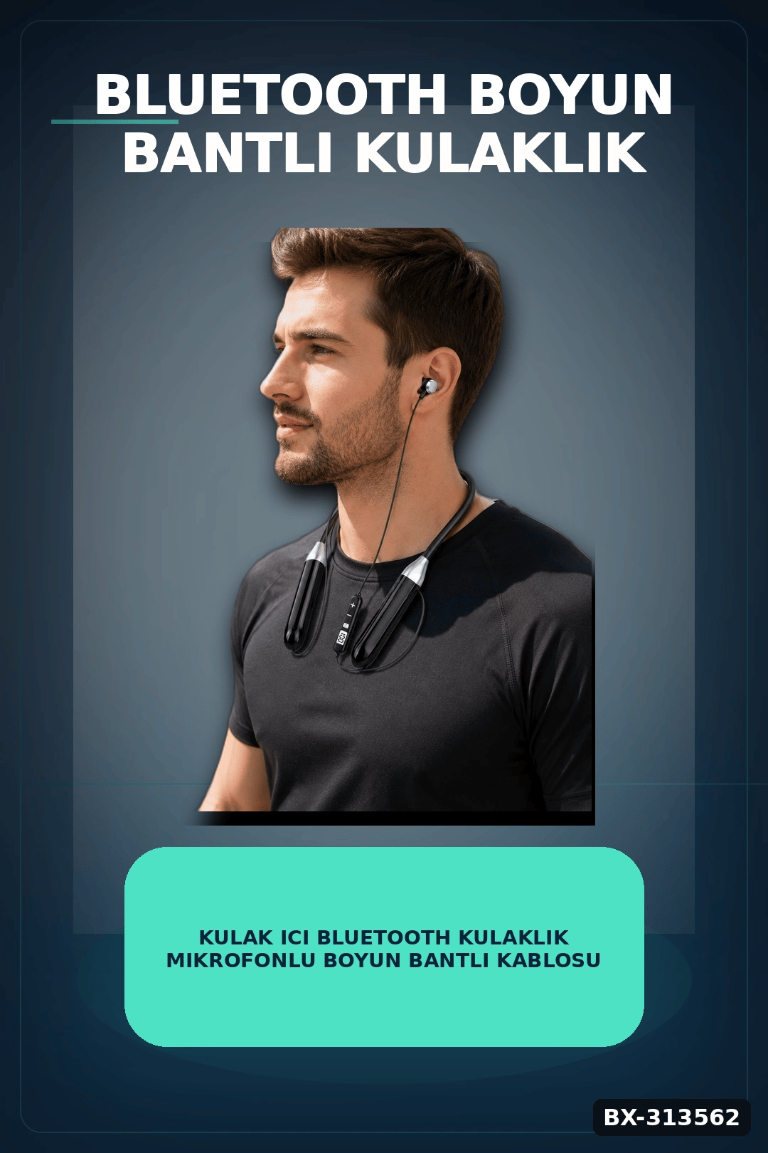 Kulak Ici Bluetooth Kulaklik Mikrofonlu Boyun Bantli Kablosuz Ses Kontrol 1 Adet BX-313562