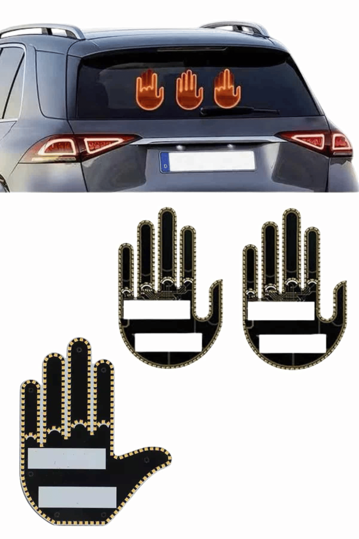 Kumandalı El Led Araba İçi 4 Farklı Mod El Orta Parmak Led