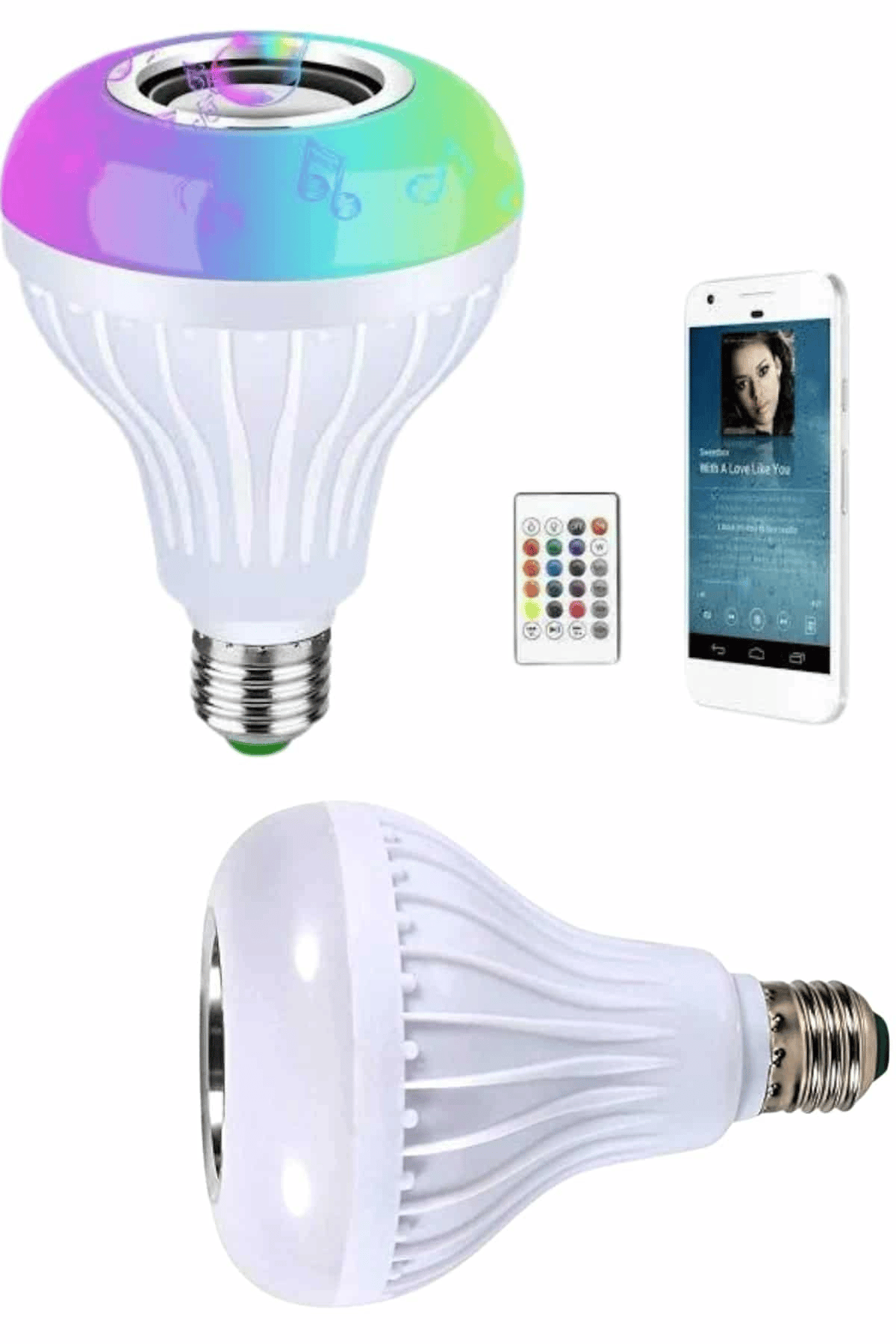 Kumandalı RGB Led Işık Bluetooth Hoparlör Ses Lambası Renkli Ampul