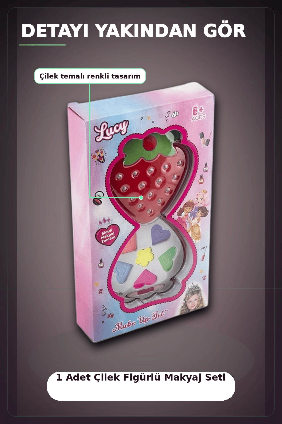 Kutulu Tekli Makyaj Seti - Çocuklar Için Şık Hediye Paketli Kozmetik Oyun Seti BX-313421