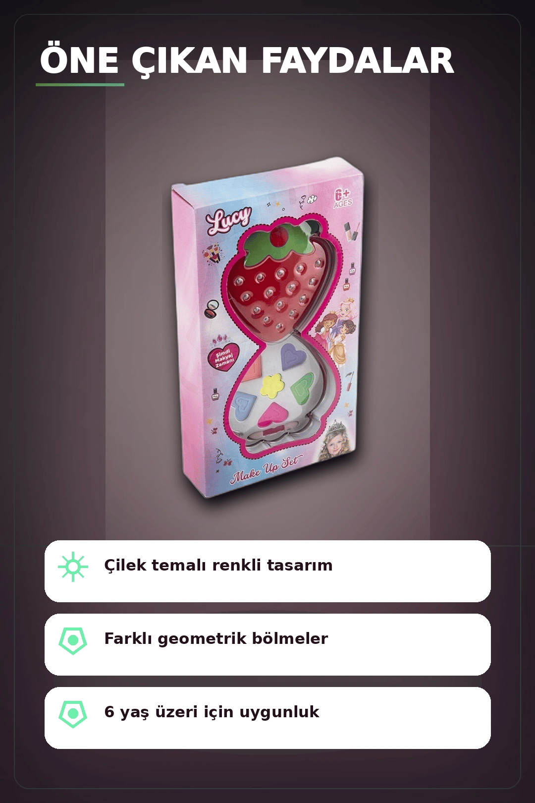 Kutulu Tekli Makyaj Seti - Çocuklar Için Şık Hediye Paketli Kozmetik Oyun Seti BX-313421