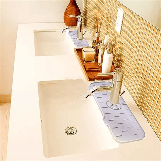 Lavabo İçin Silikon Esnek Mat Musluk Sapı Damlama Tutucu Raf Mutfak Tezgahı Sıçrama Koruma Bx40