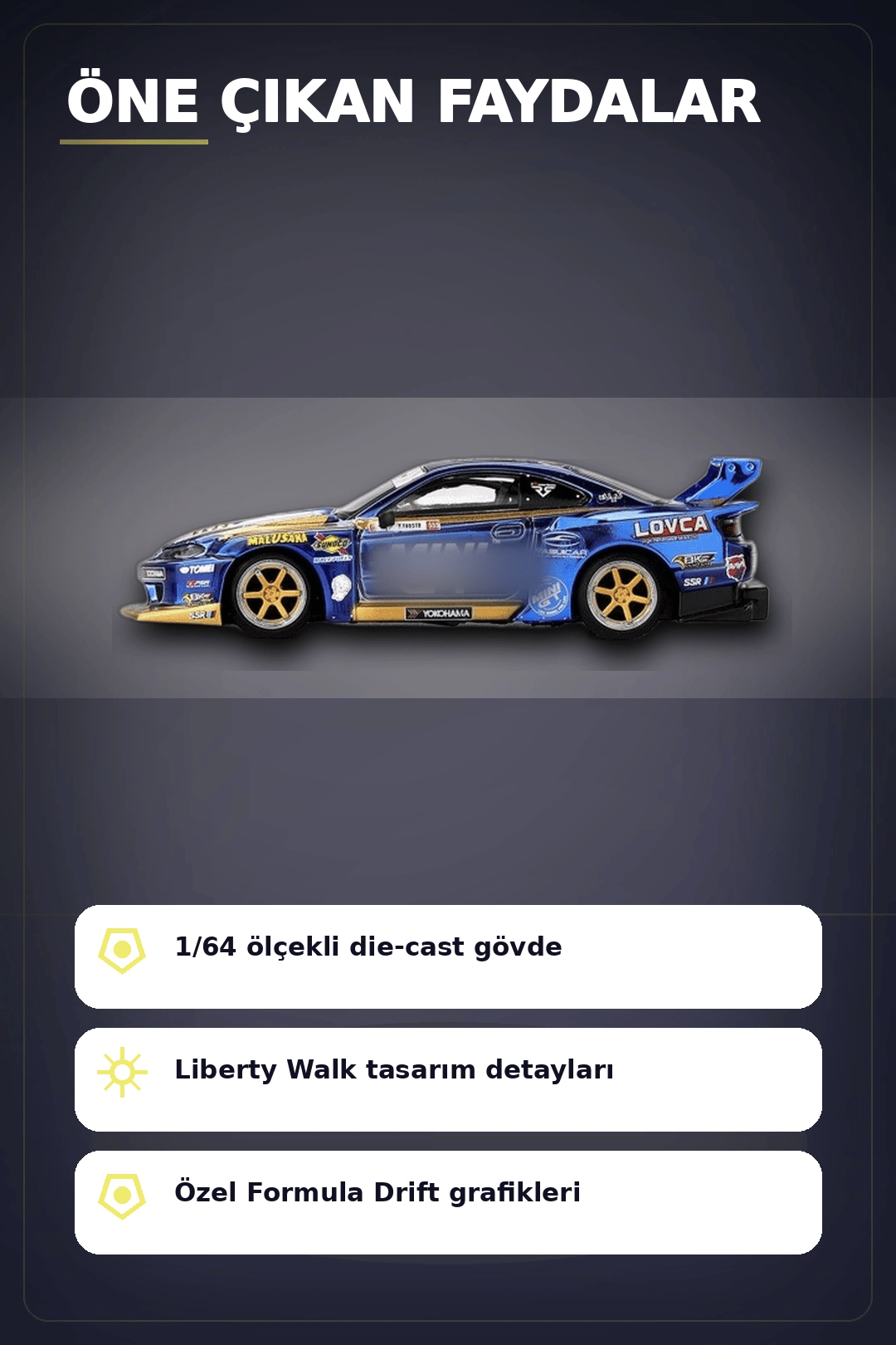 LBWK Formula Drift 1/64 Nissan S15 Silvia Model Araba - Liberty Walk Replica BX-313402