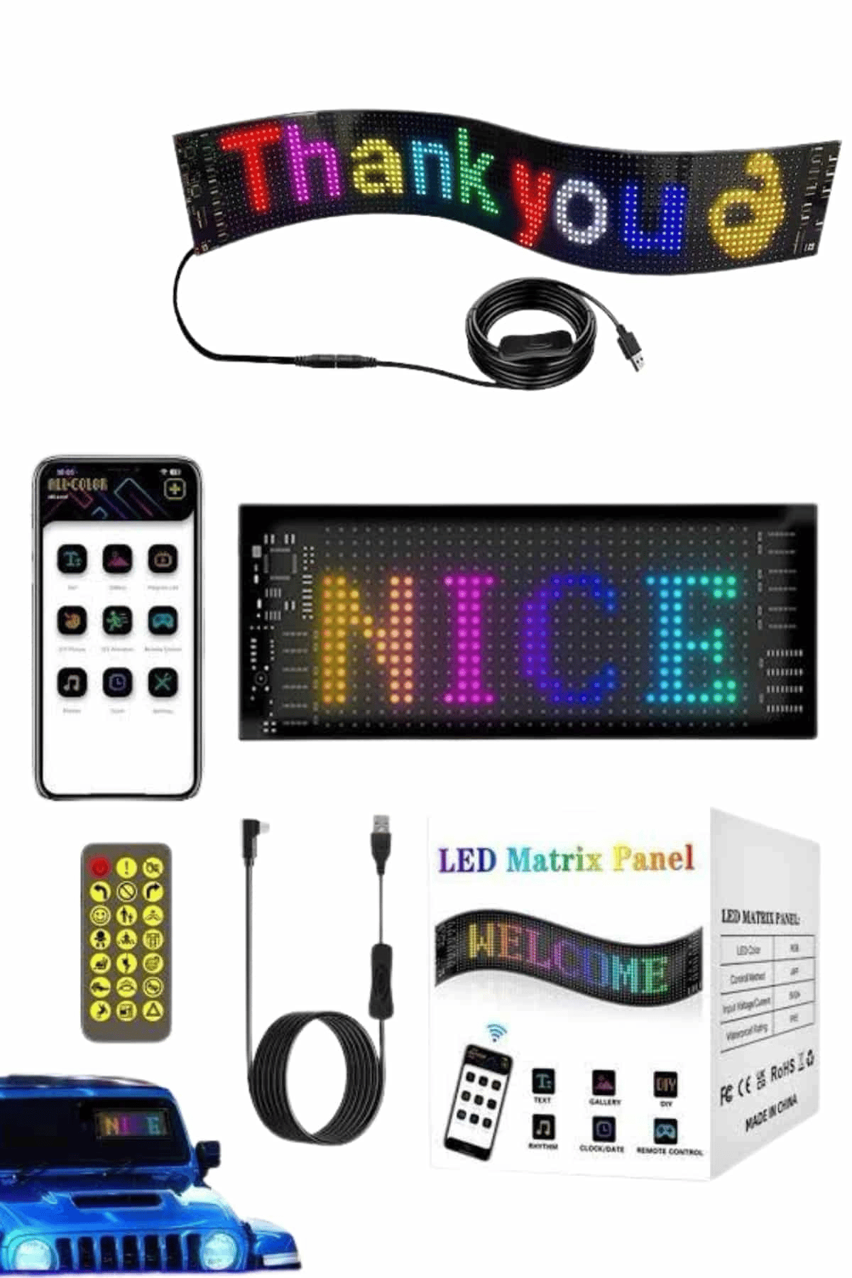 Led Ekran Matrix Panel En Büyük Boy 16X96 Araba Yazısı