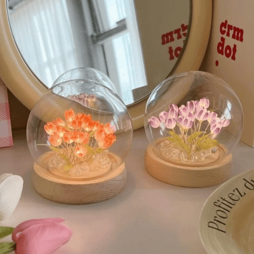 LED Işıklı Lale Cam Küre