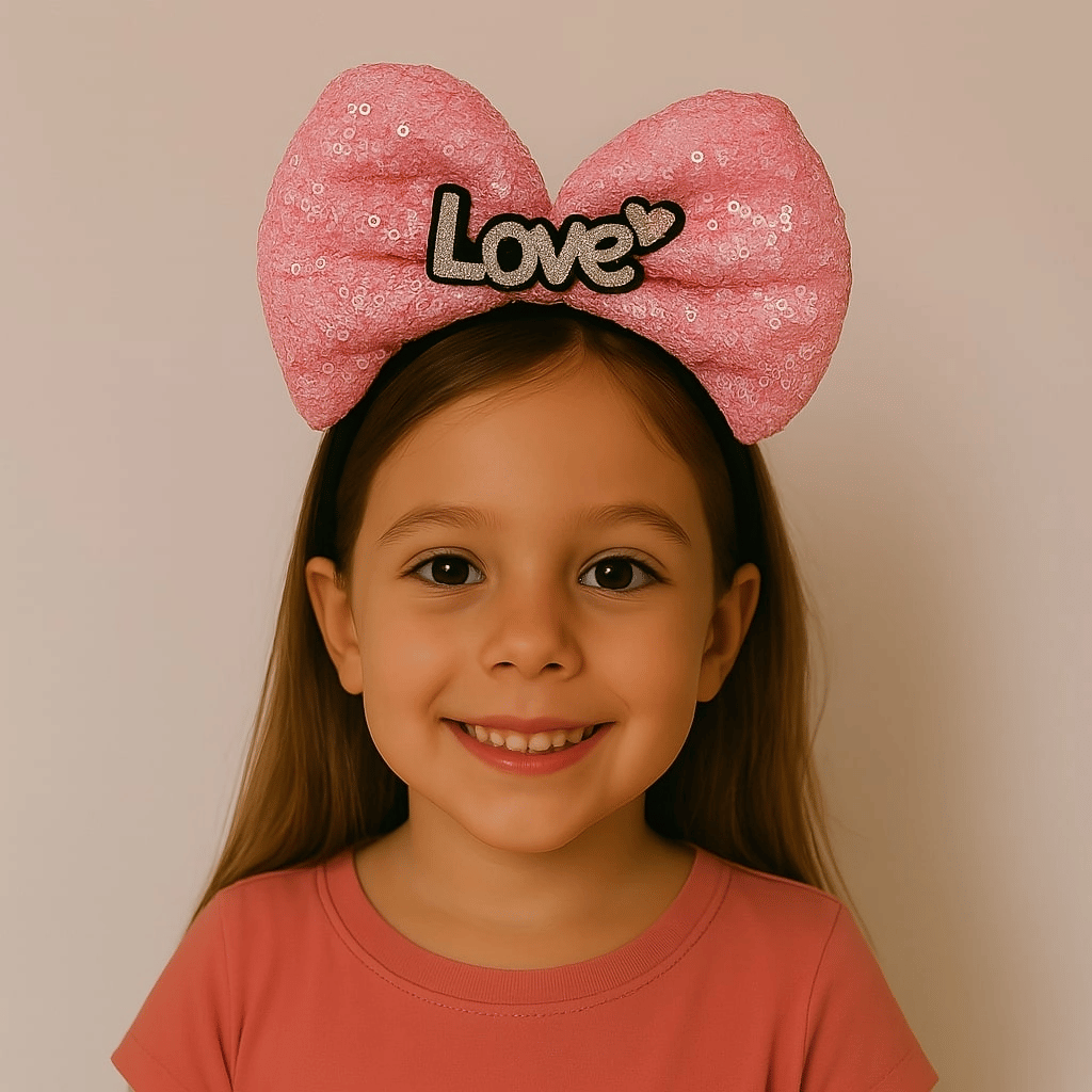 Led Işıklı Love Yazılı Fuşya Fiyonk Taç – Kız Çocuk Parti Tacı Bx40