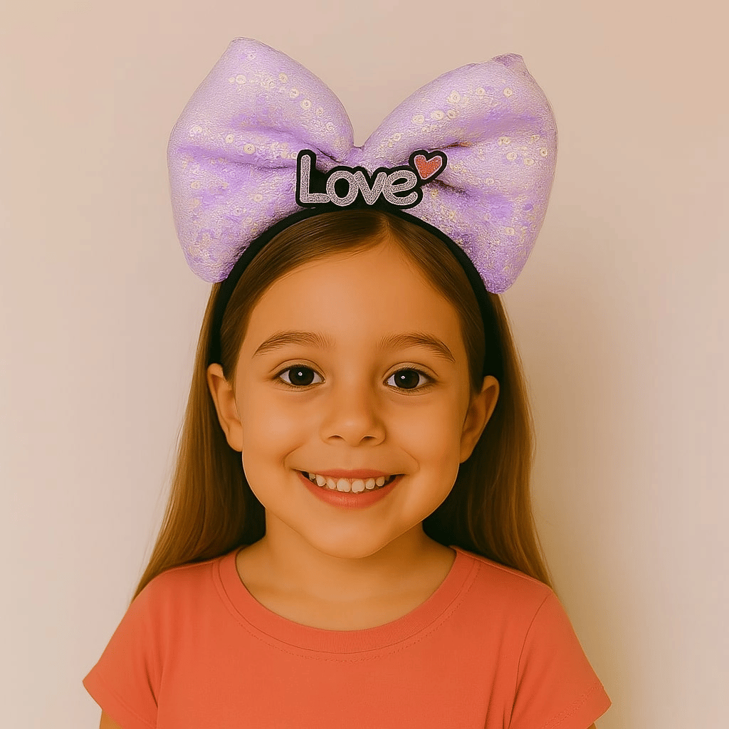 Led Işıklı Love Yazılı Mor Fiyonk Taç – Kız Çocuk Parti Tacı Bx40