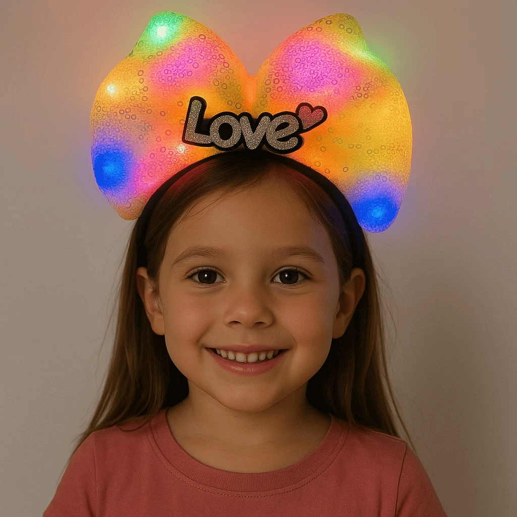Led Işıklı Love Yazılı Sarı Fiyonk Taç – Kız Çocuk Parti Tacı Bx40