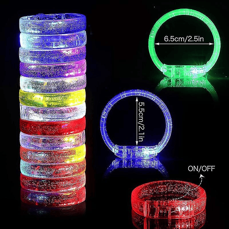 Led Işıklı Pilli Işıklı Rengarenk Kalın Bileklik Işıklı Bilezik Karışık Renk 1 Adet Bx40
