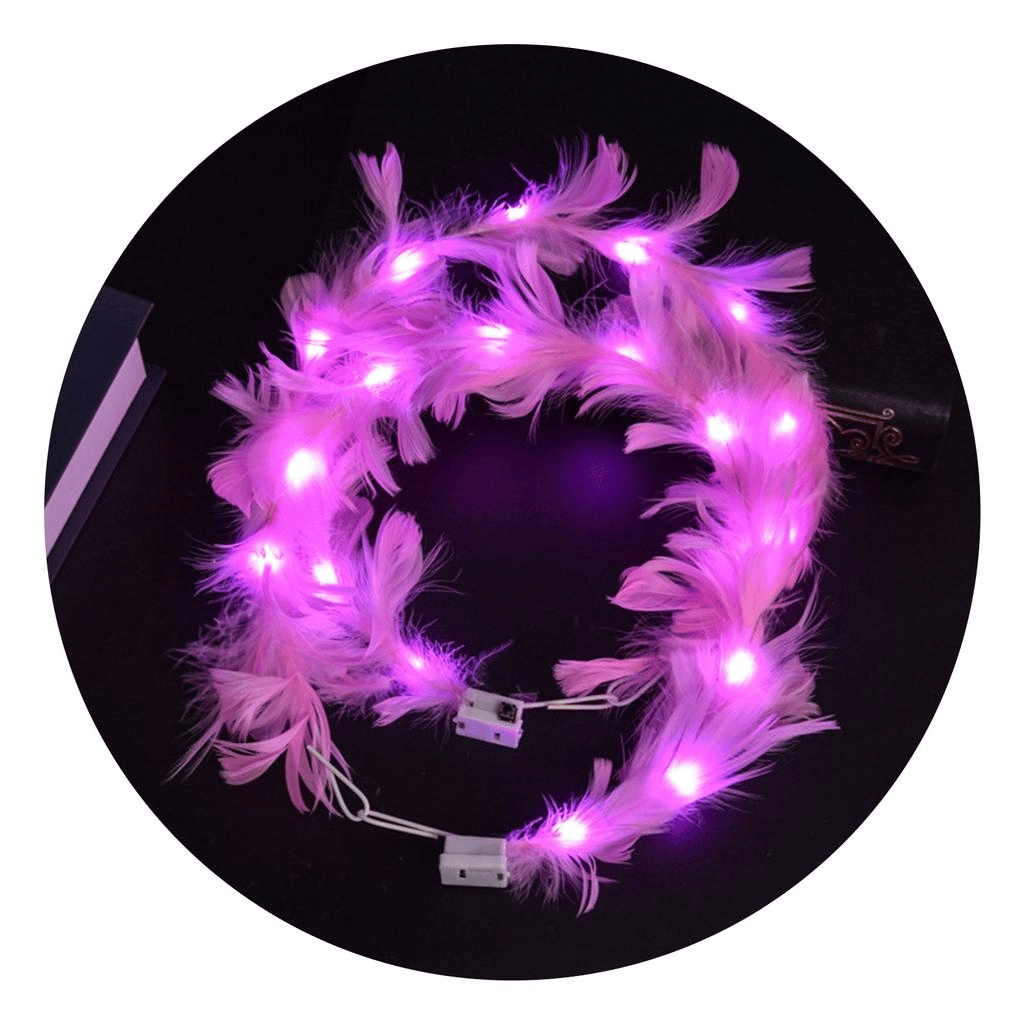 Led Işıklı Rengarenk Yanan 3 Fonksiyonlu Otrişli Parti Tacı Pembe Renk 12x12 Cm Bx40