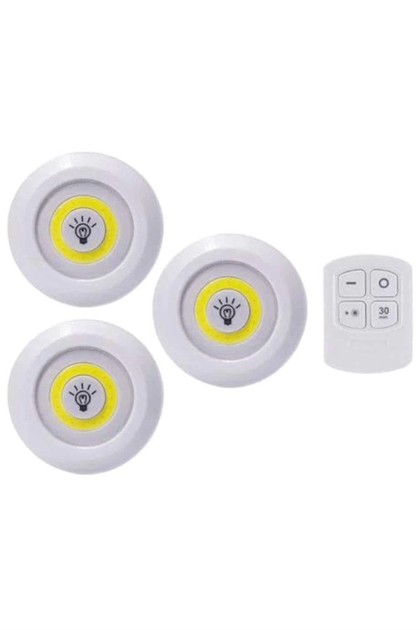 Led Lamba 3'lü Uzaktan Kumandalı Yapışkanlı