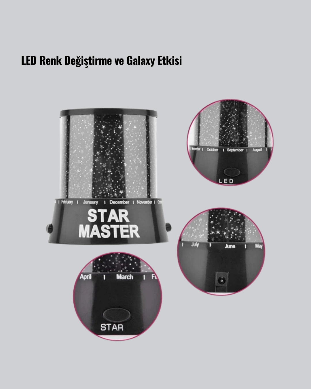 LED Renk Değiştiren Yıldız Projektör Galaxy Efektli Gece Lambası