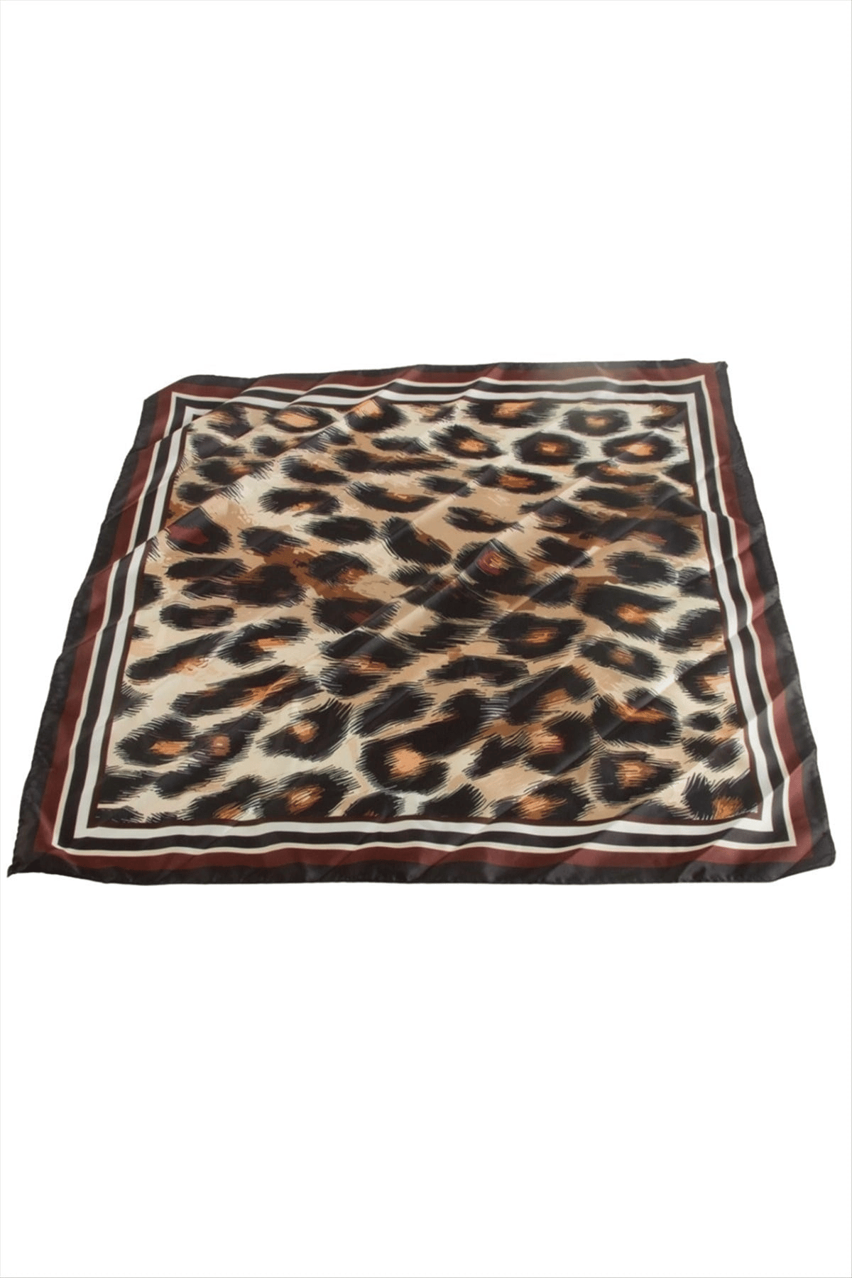 Leopar Desenli Saten Fular 50*50 cm