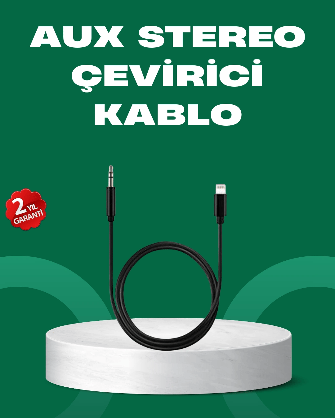 Lightning to 3.5mm Aux Ses Dönüştürücü Kablo 1 Metre Stereo Uyumlu
