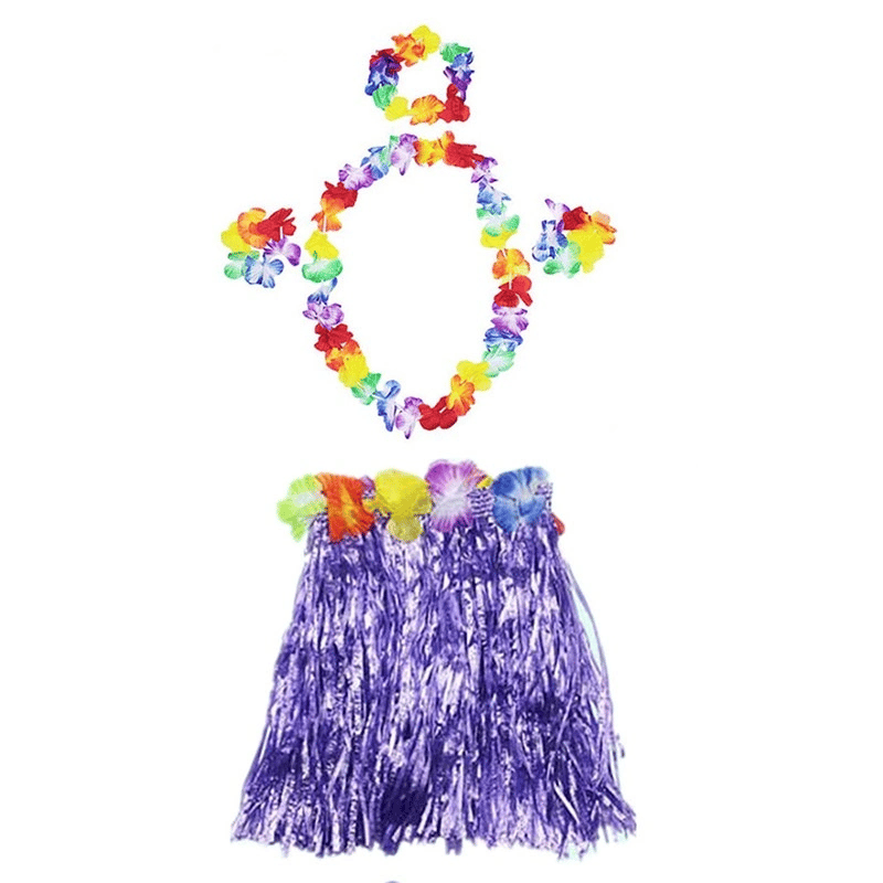 Luau Aloha Hawaii  Kolye Etek Taç Ve Bileklik Seti Mor Bx40