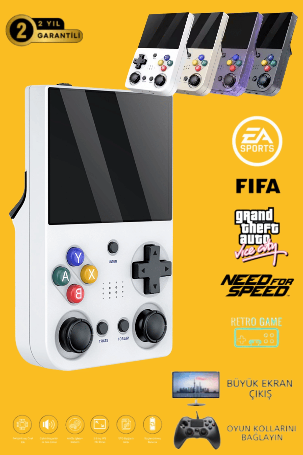 M21 64GB IPS HDMİ TV 20000+ Oyunlu Retro Arcade Atari PSP/PS1/Fıfa Gta Mario Games Oyun Konsolu