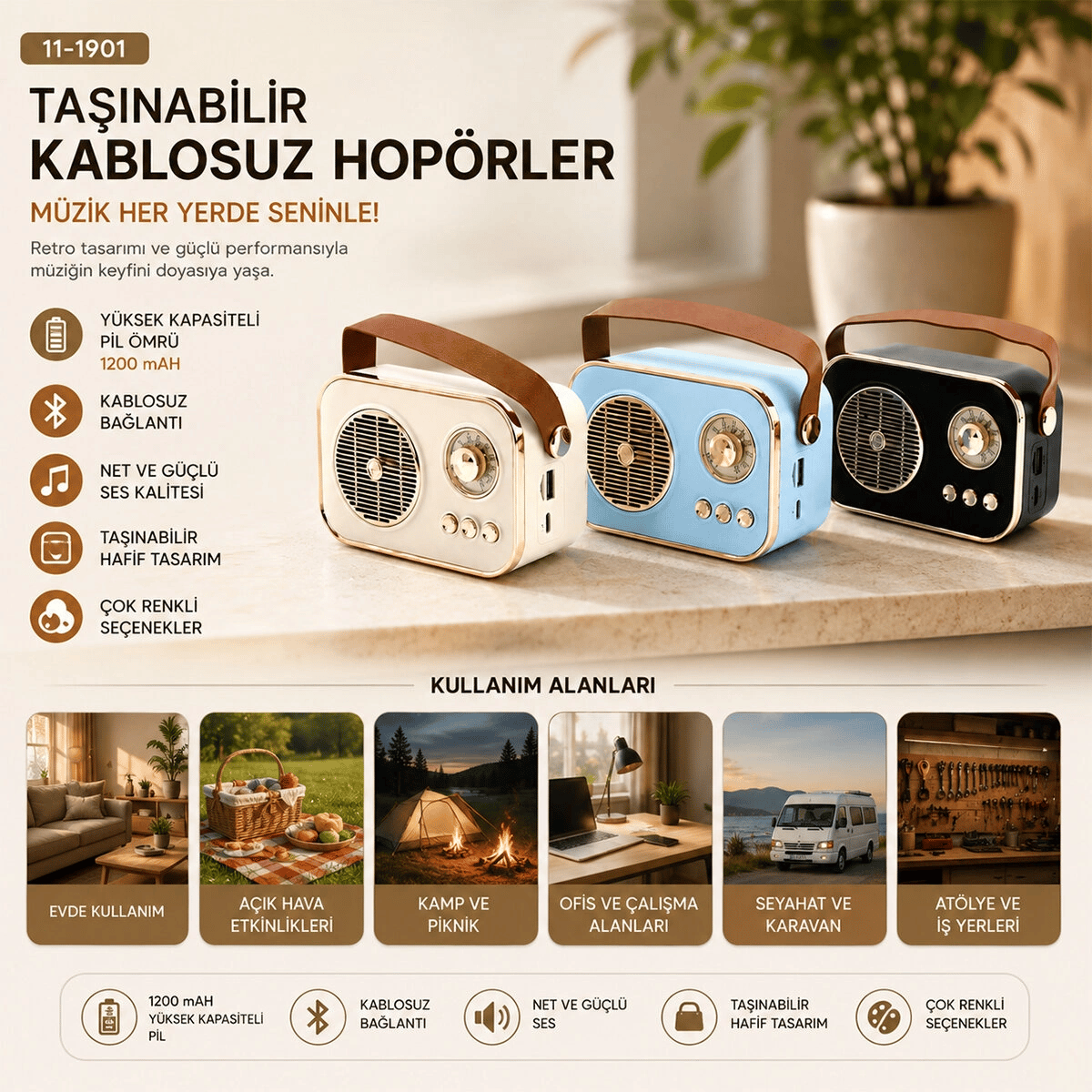 M4 Portable Wireless Hoparlör - Speaker Işıklı Usb Şarjlı Renkli Kasa - Bronz Çerçeveusb - Dc 5v - Tf Bx40