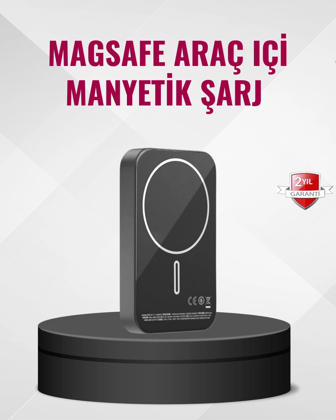 MagSafe Araç Telefon Tutucu 15W Hızlı Şarj Type-C Girişli