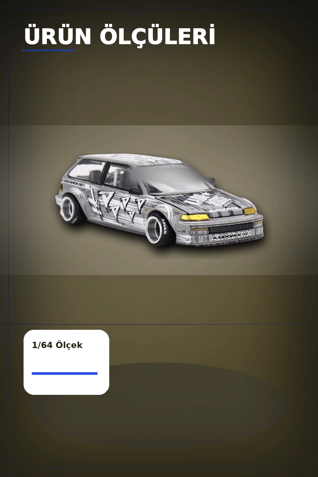 Manga Desenli 1/64 Ölçek Diecast Honda Civic EF Model Araba - Tekli Rastgele Paket BX-313375