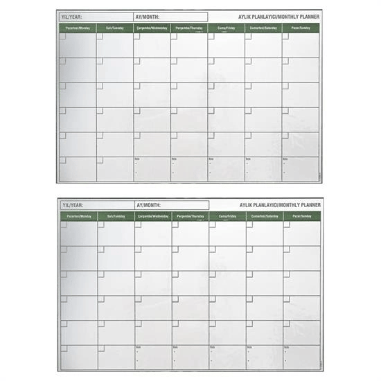 Manyetik Yapışkanlı Bir Aylık Program Planlayıcı Takvim 85x56 Cm Bx40