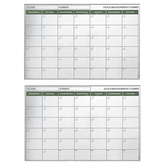 Manyetik Yapışkanlı Bir Aylık Program Planlayıcı Takvim 85x56 cm