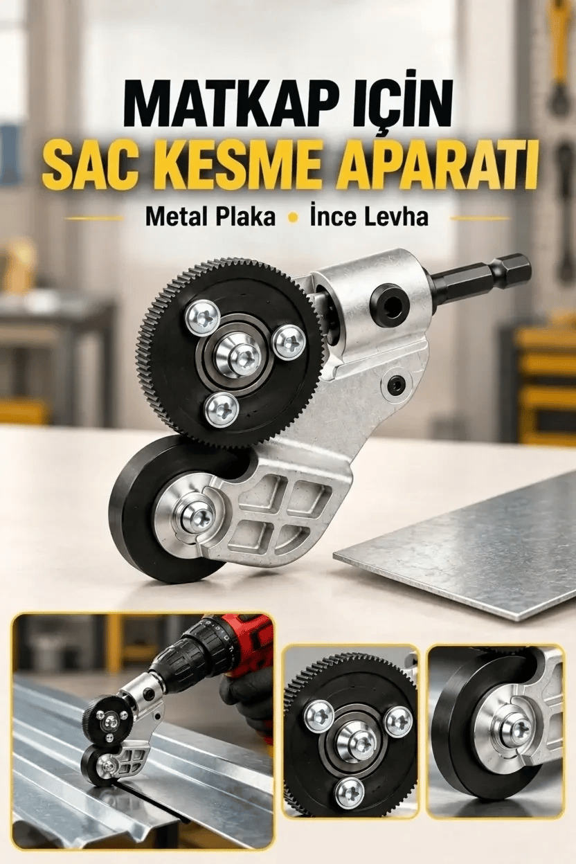 Matkap Ucuna Takılabilen Metal Sac Kesme Aparatı Şarjlı ve Elektrikli Matkap Uyumlu Pratik Kesim Aleti