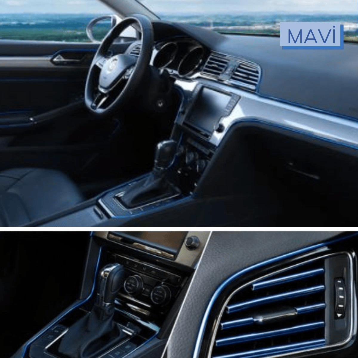 Mavi Araba Oto trim Dekorasyon Şeridi Kauçuk Elastik Kolay Kurulum 5 Metre Şerit Bant Bx40