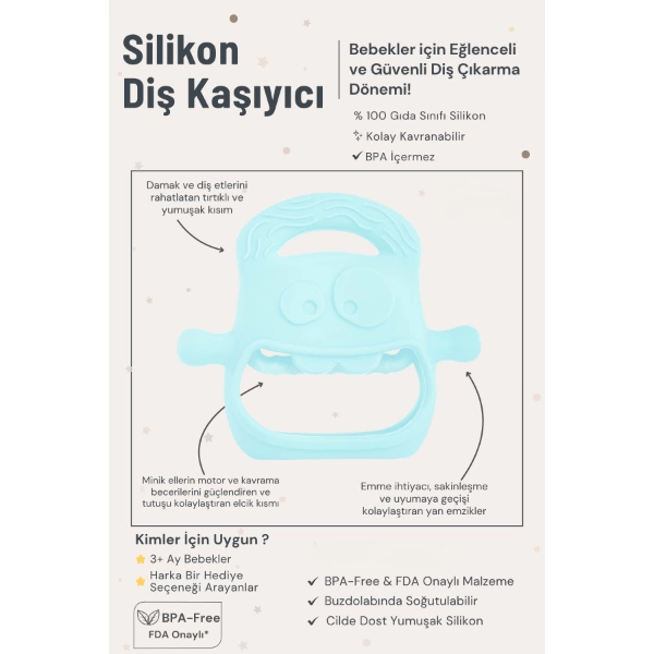 Mavi Bebek Silikon Diş Kaşıyıcı