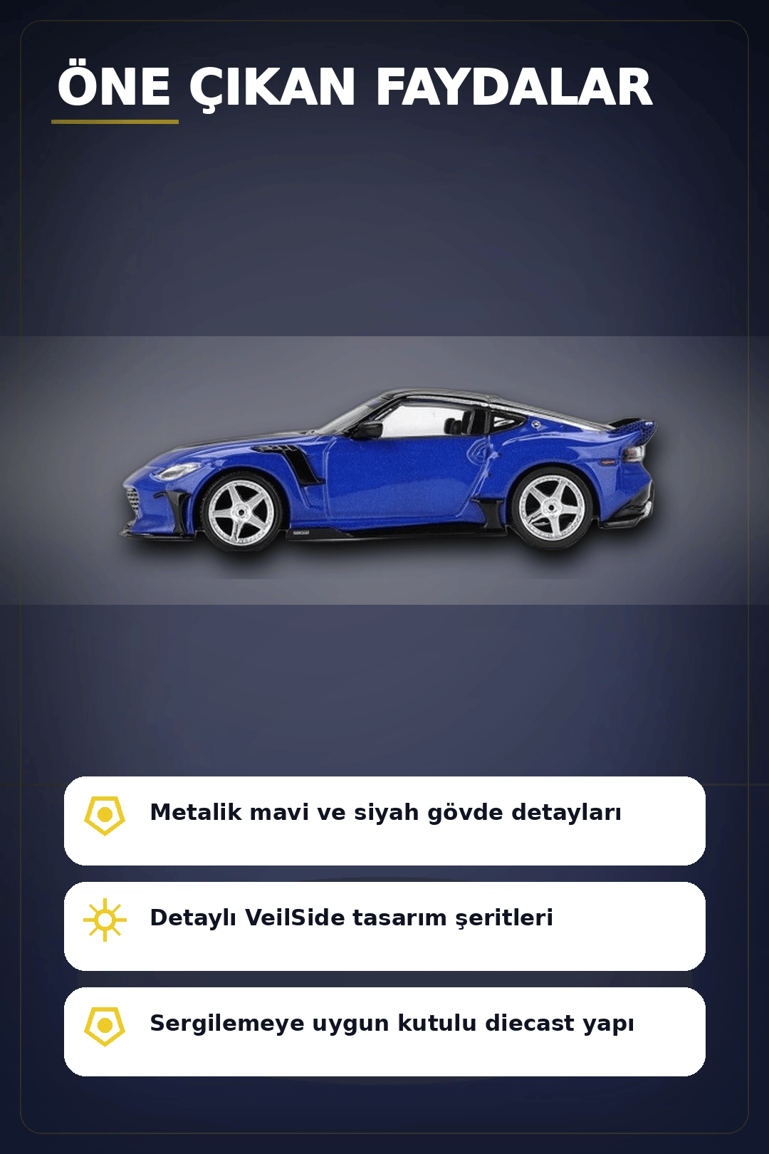 Mavi Metal 1/64 Nissan Z VeilSide FFZ400 Model Araba - Koleksiyonluk Diecast BX-313400