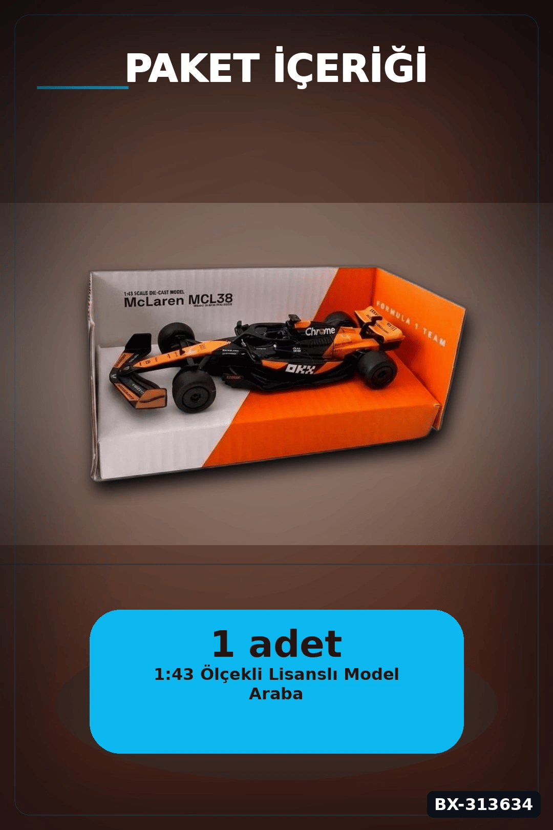 Metal Diecast 1:43 McLaren F1 Çek Bırak Araba - Lisanslı Model, Koleksiyonluk Oyuncak BX-313634