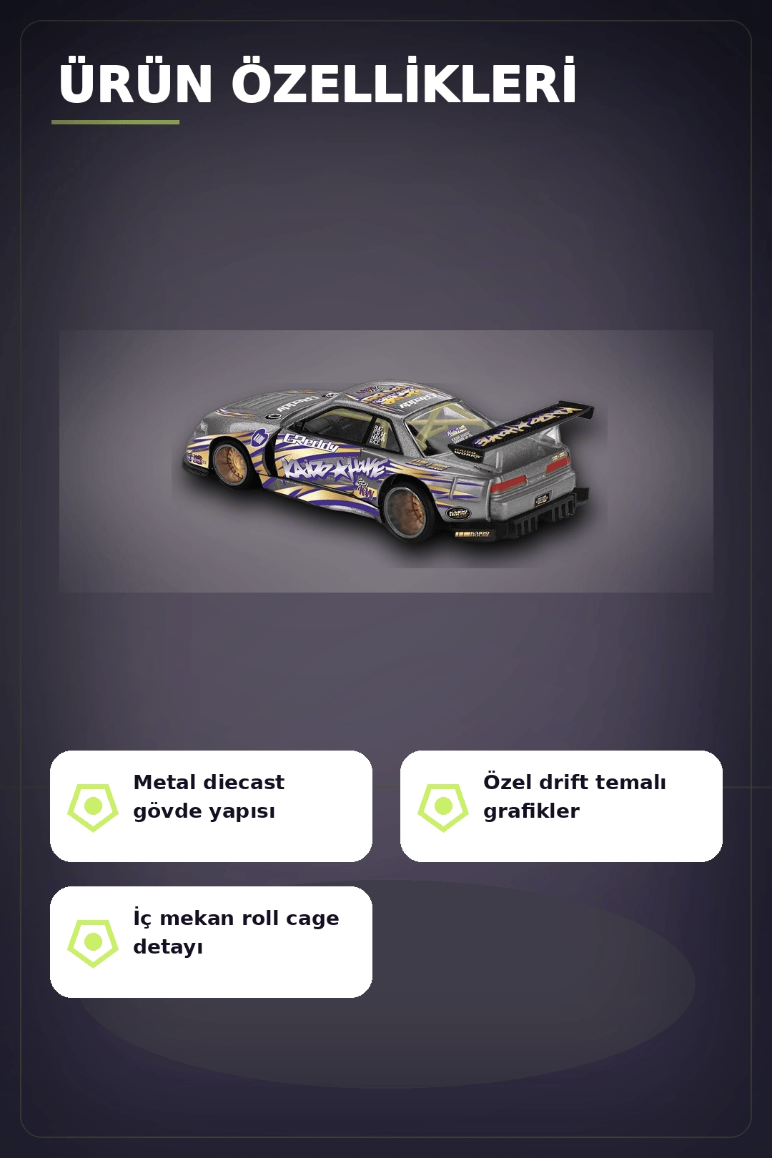 Metal Diecast 1/64 Olcek Nissan Silvia S13-R Drift Arabasi - Kaido House Koleksiyon Modeli BX-313398