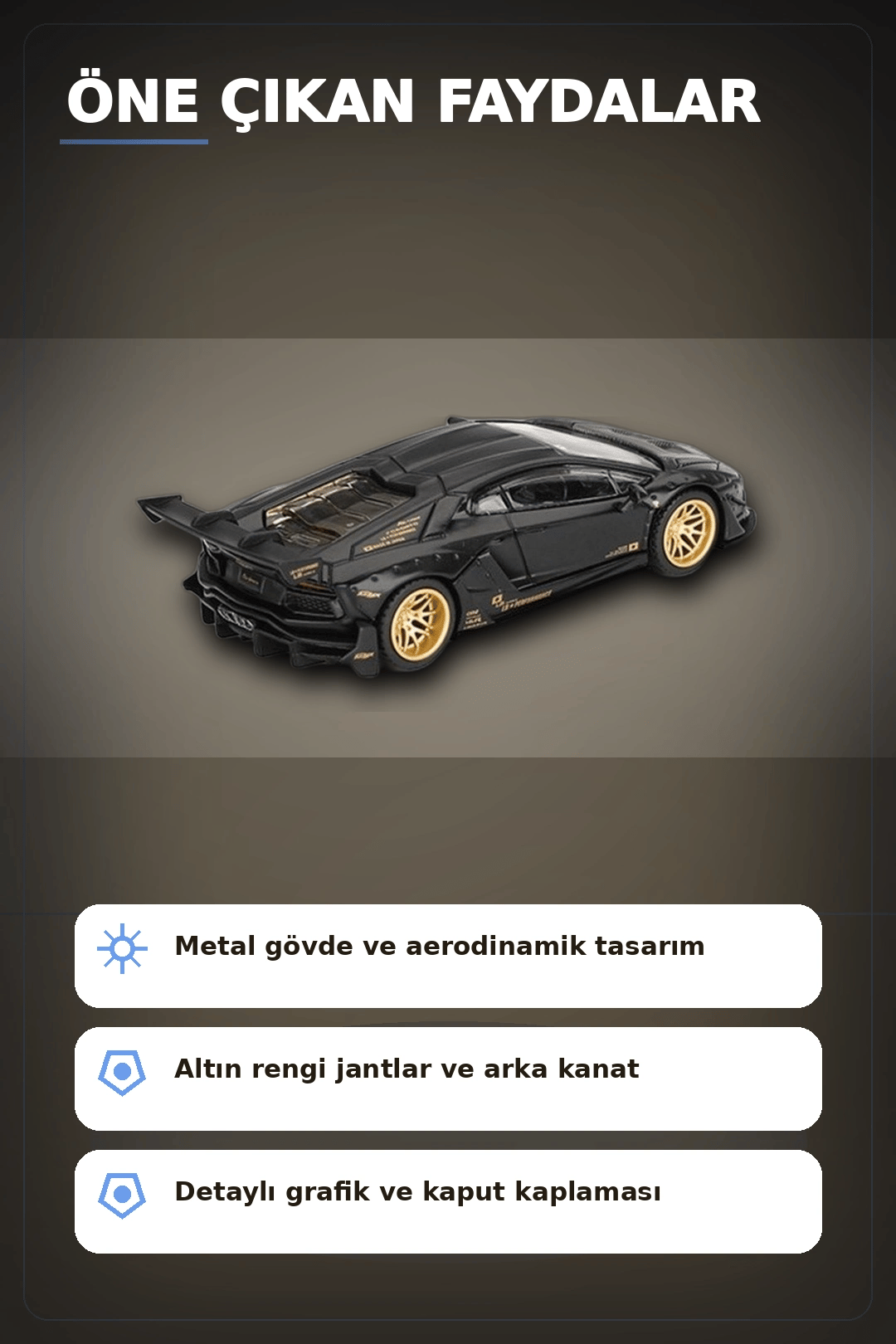 Metal Gövdeli 1/64 Ölçek Lamborghini Aventador Model Araba - Koleksiyonluk Tekli Paket BX-313363