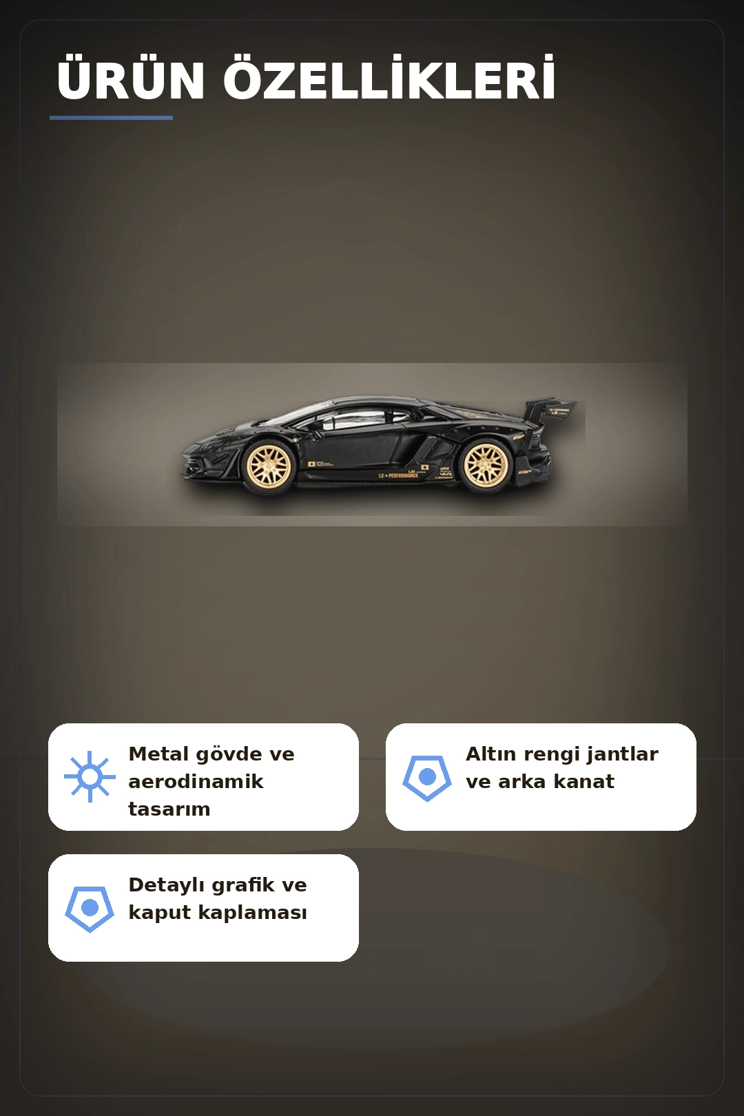 Metal Gövdeli 1/64 Ölçek Lamborghini Aventador Model Araba - Koleksiyonluk Tekli Paket BX-313363