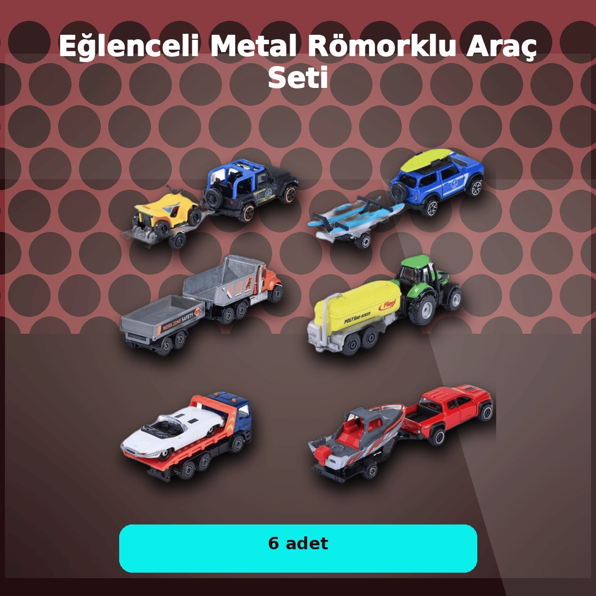 Metal Şasi Römorklu Araç Oyuncak Seti - Çekici ve Traktör Modelleri (1 Adet Rastgele Model)