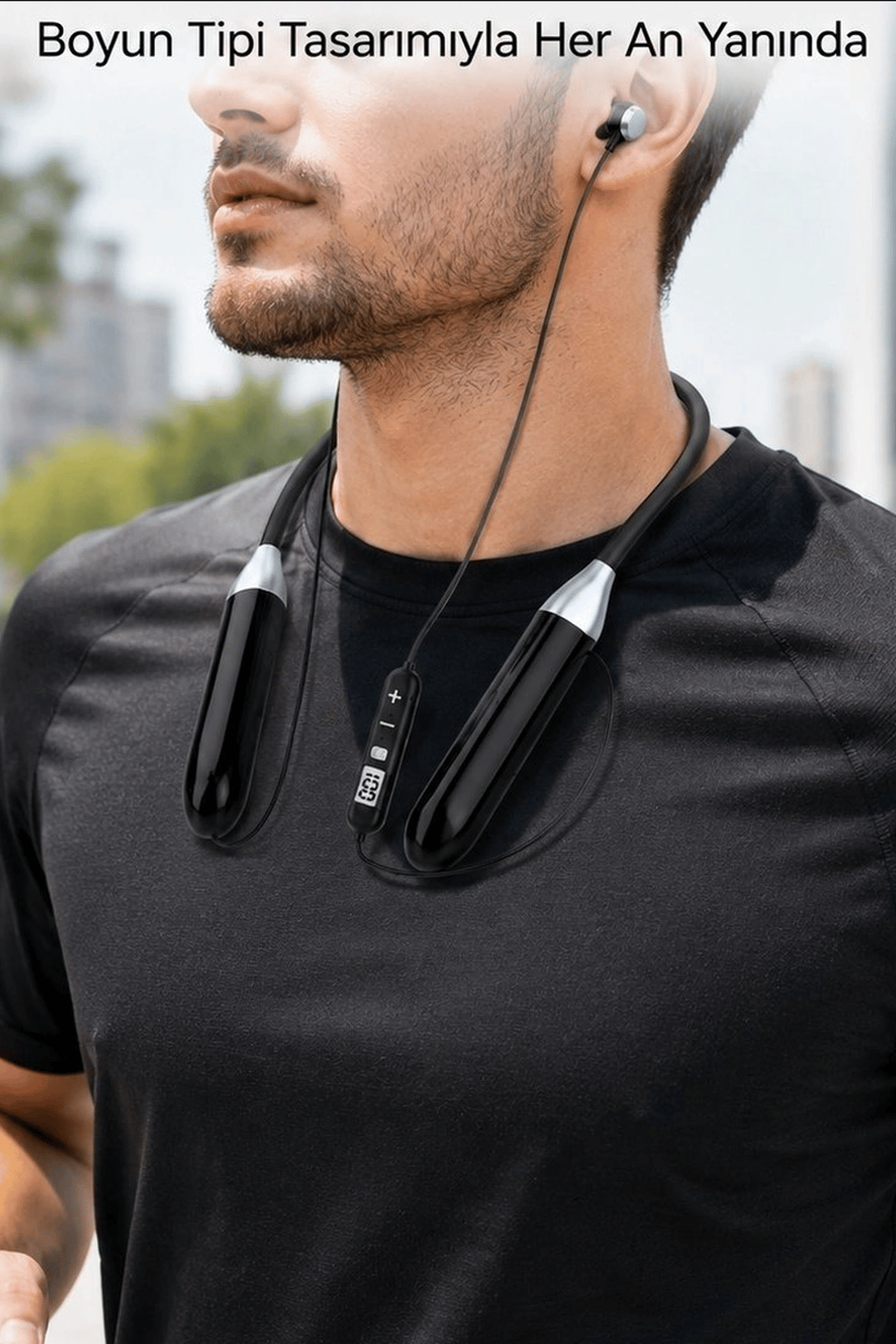 Mikrofonlu 10 Saat Kullanımlı Boyun Tipi Bluetooth Kulaklık Ofis Seyahat BX-313565