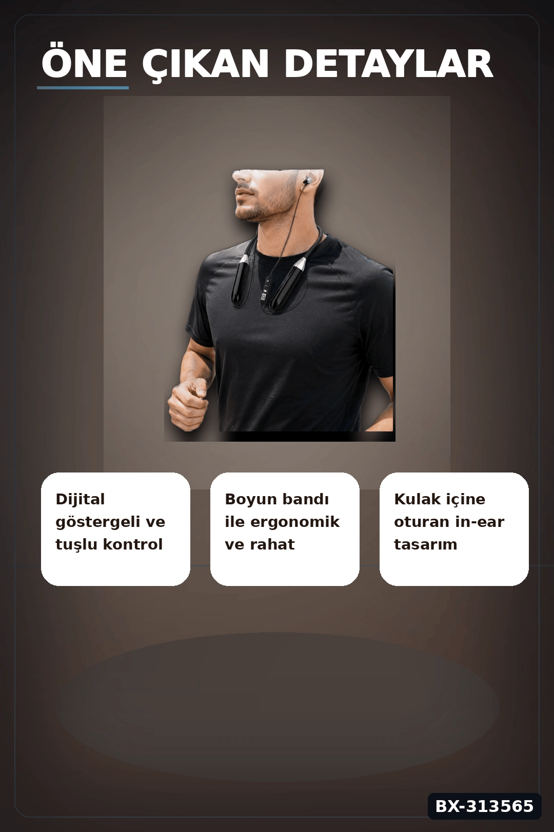 Mikrofonlu 10 Saat Kullanımlı Boyun Tipi Bluetooth Kulaklık Ofis Seyahat BX-313565