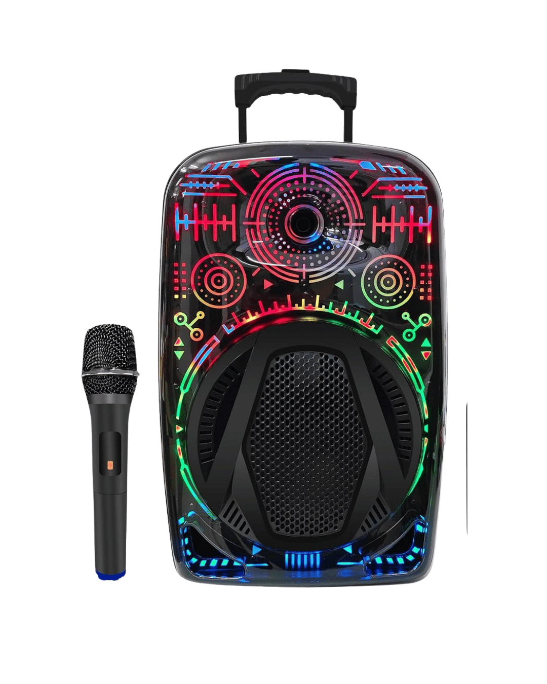 Mikrofonlu Bluetooth Hoparlör 8 İnç RGB Işıklı Taşınabilir Ses Sistemi