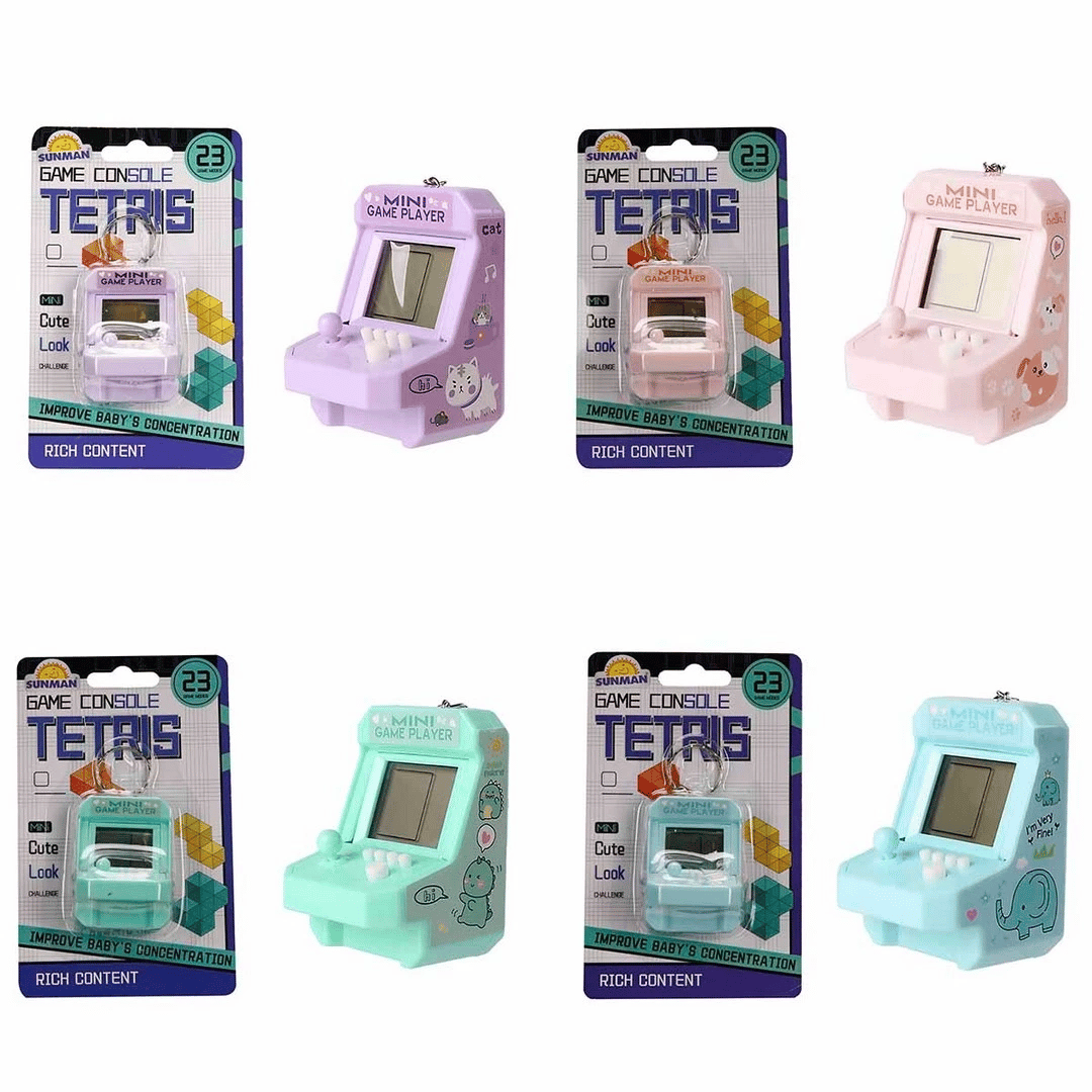 Mini Oyun Konsolu 23 Oyun Modlu Tetris Anahtarlık - 1 Adet Stokta Olan Gönderilir
