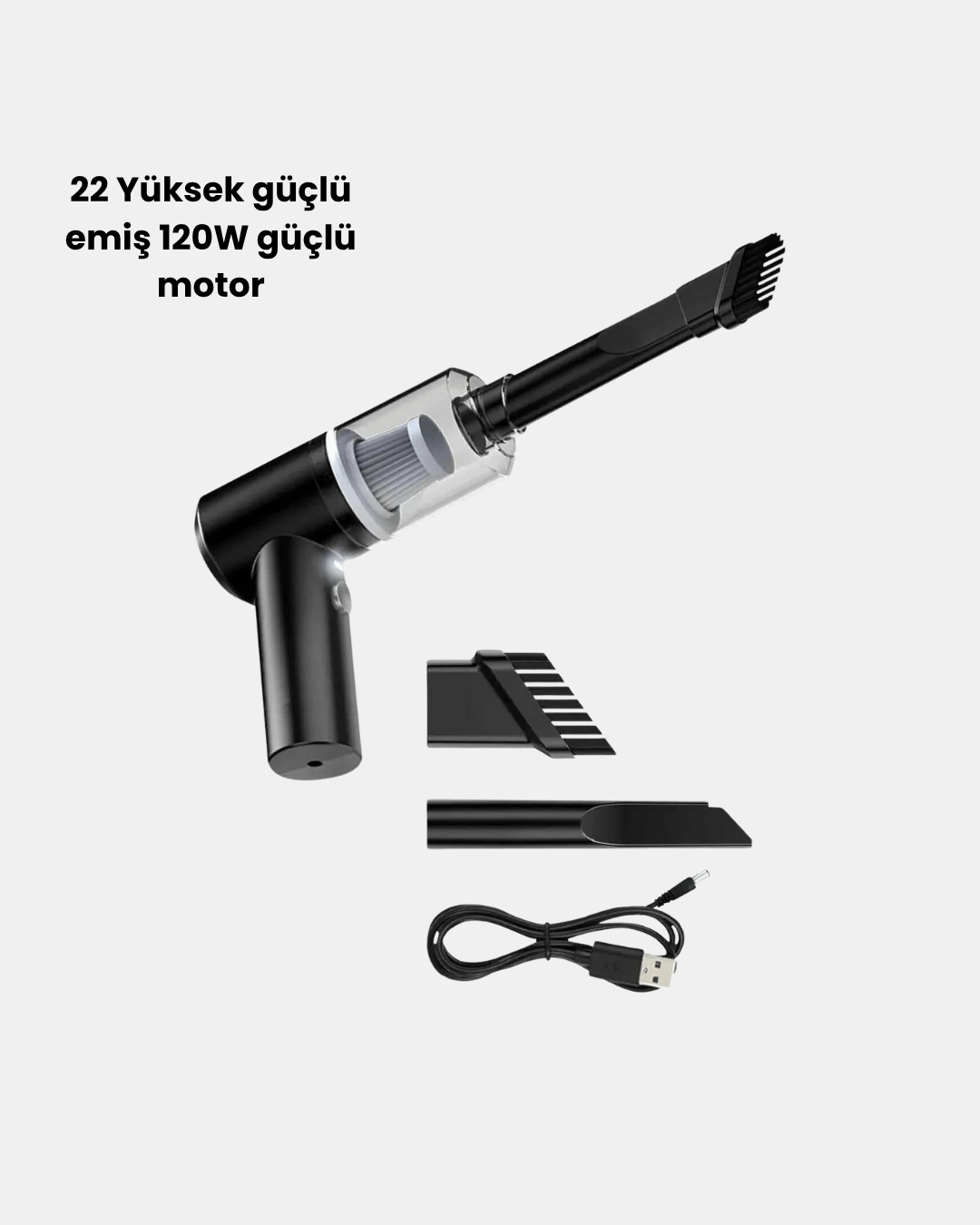 Mini Şarjlı Araç Süpürgesi – 120W Güçlü Motor, 5500PA Vakum Emiş, Yıkanabilir Filtre