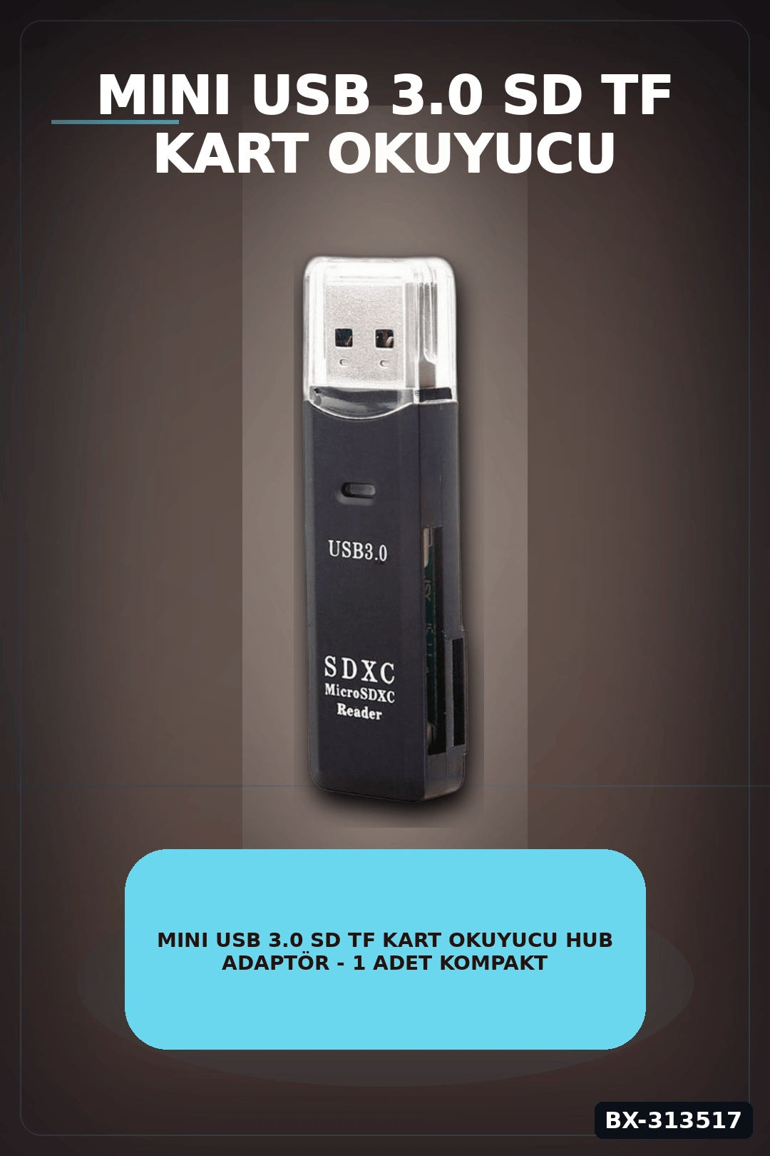 Mini Usb 3.0 Sd Tf Kart Okuyucu Hub Adaptör - 1 Adet Kompakt Veri Aktarıcı Pc Tablet İçin BX-313517
