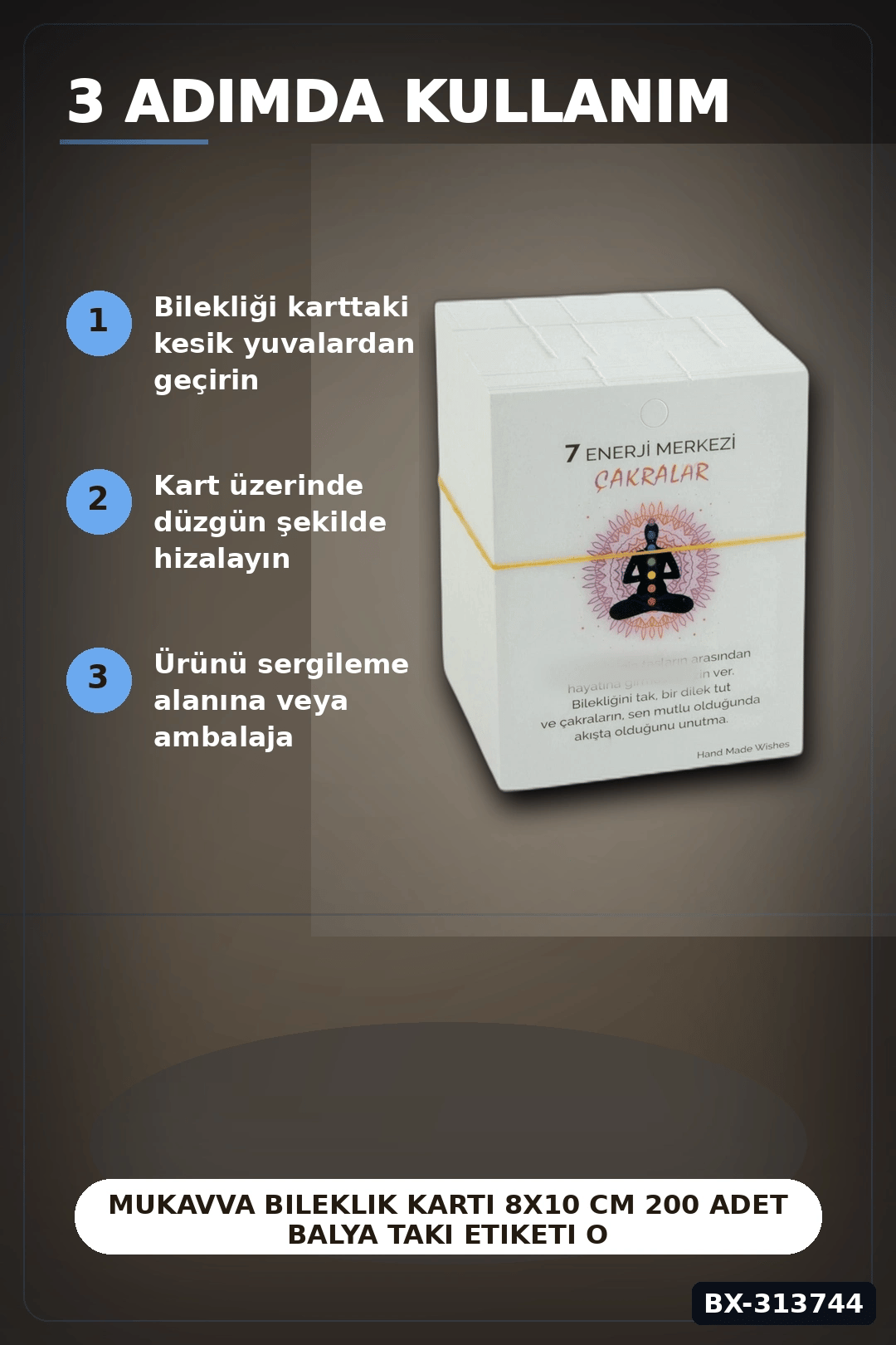 Mukavva Bileklik Kartı 8x10 cm 200 Adet Balya Takı Etiketi Organizer Aksesuarı BX-313744