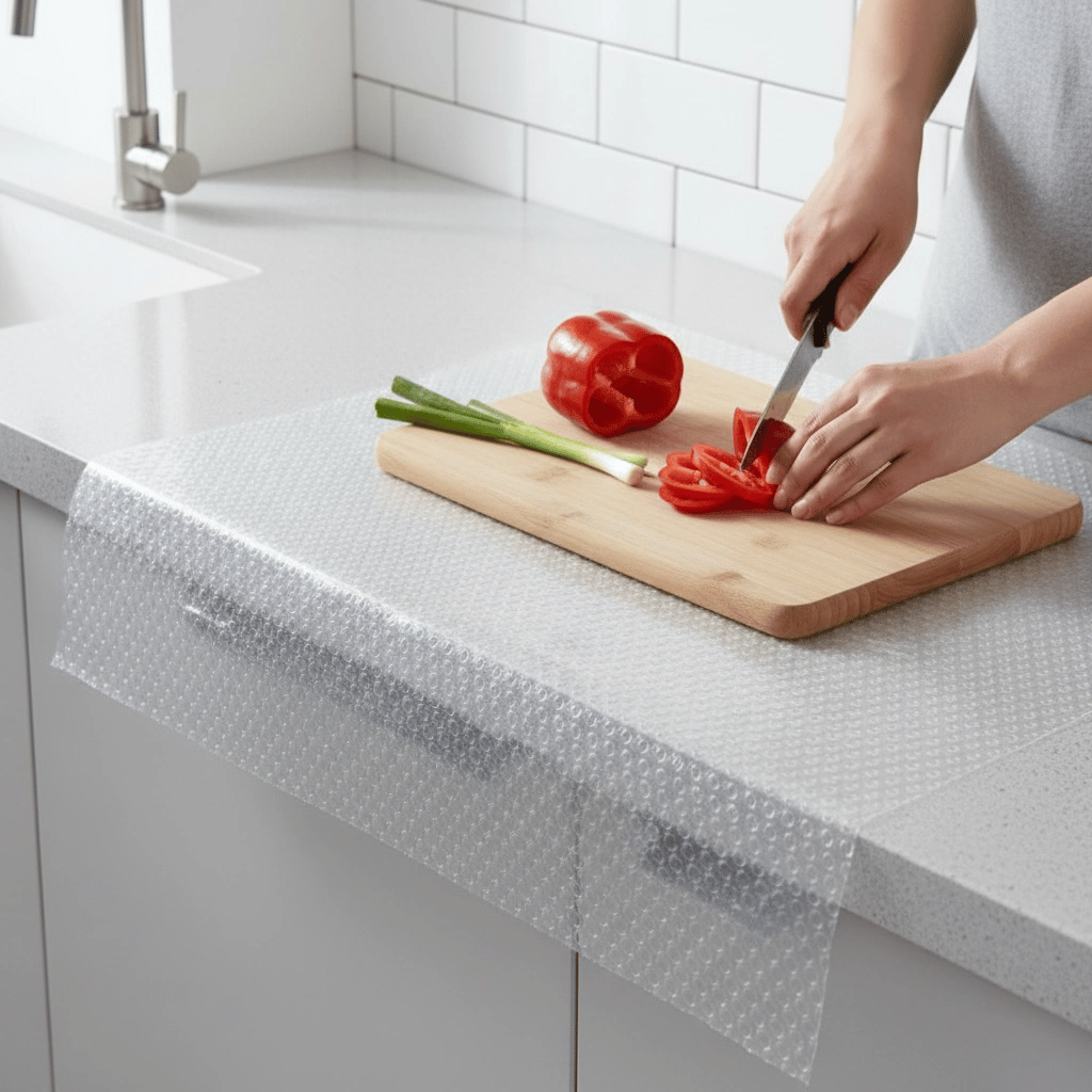 Mutfak Dolap İçi Kaydırmaz Şeffaf Raflık Örtüsü 45x300 cm Pvc Koruyucu