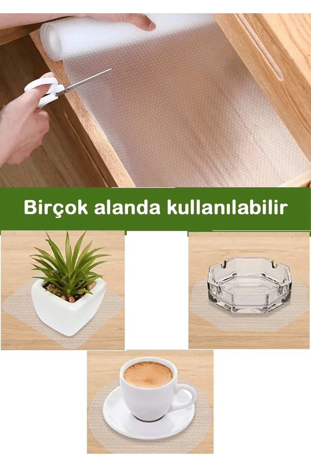 Mutfak Kaydırmaz Şeffaf Raflık Kaymaz Dolap Içi Çekmece Örtüsü Pvc 45x300 Cm Koruyucu Eva Kalın