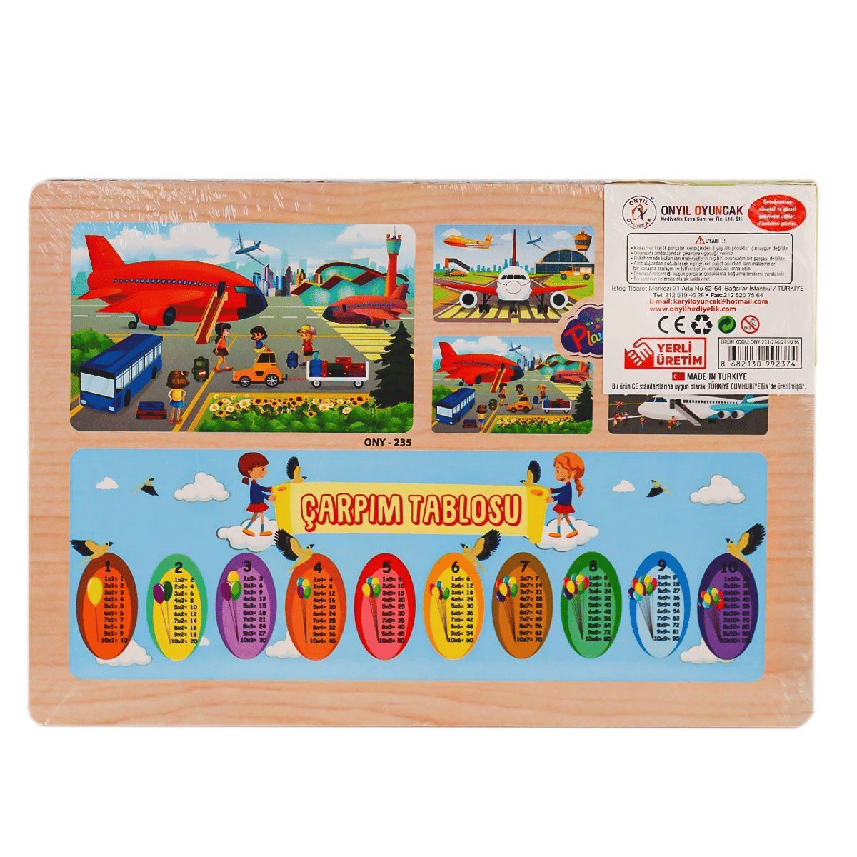 ONY-233-234-235-236 Ahşap Eğitici Puzzle Havaalanı - 1 Adet Stokta Olan Gönderilir