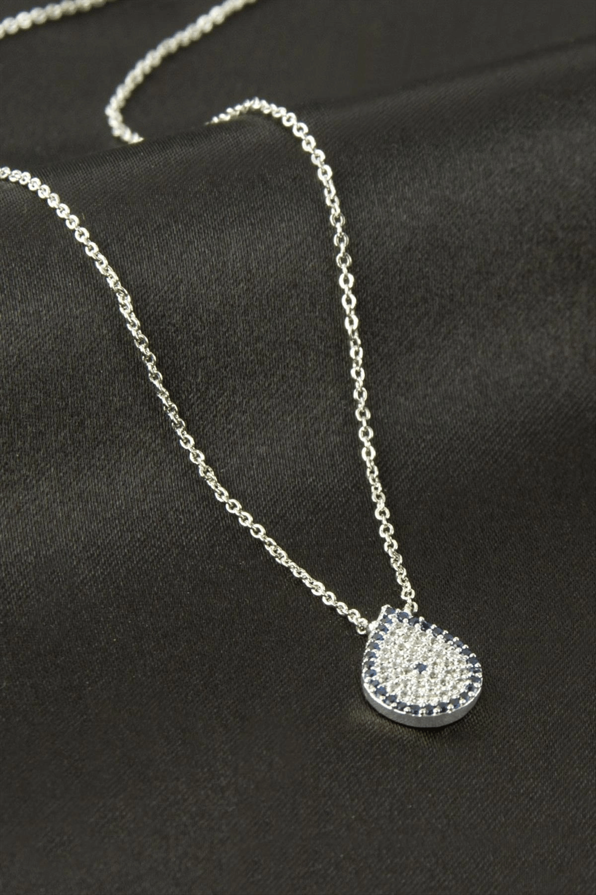 Oval Nazar Zirkon Taşlı Kolye