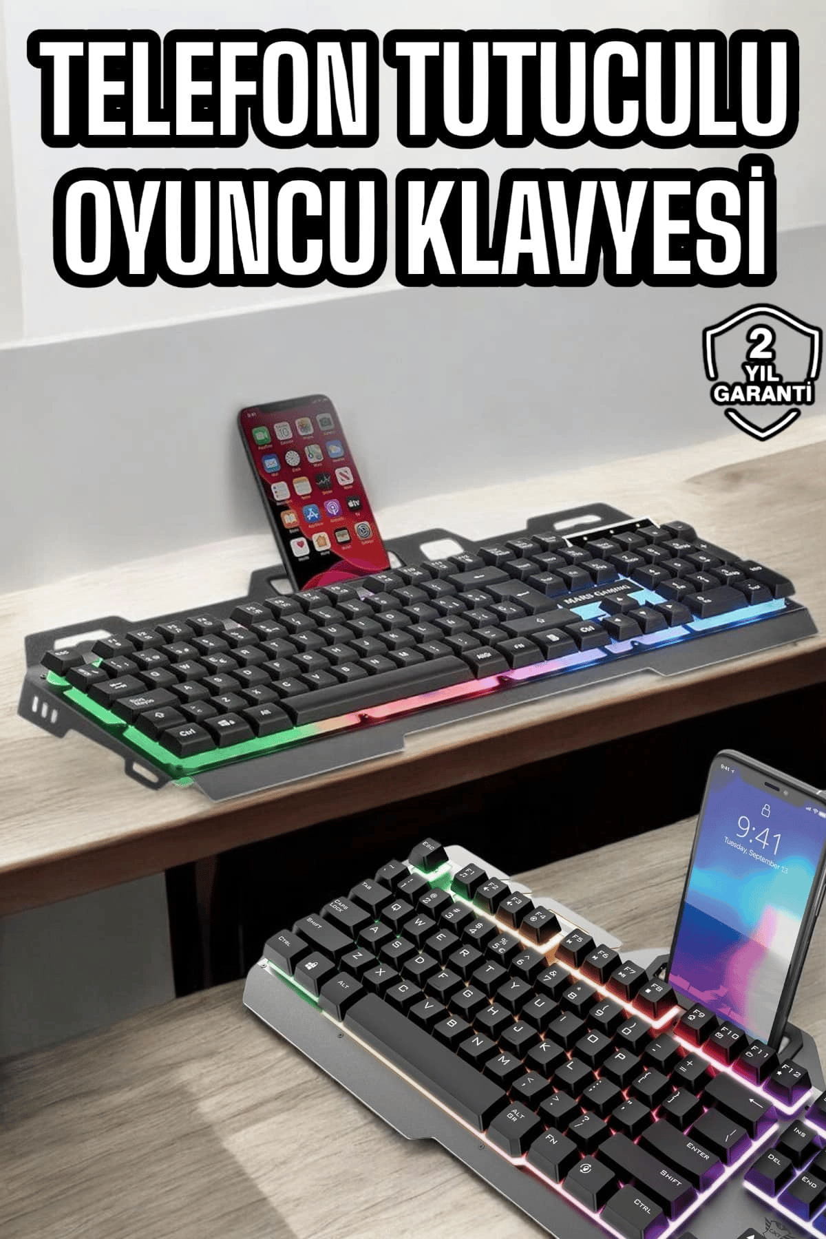 Oyuncu Klavyesi Q Klavye RGB Işıklı Mouse Hediyeli