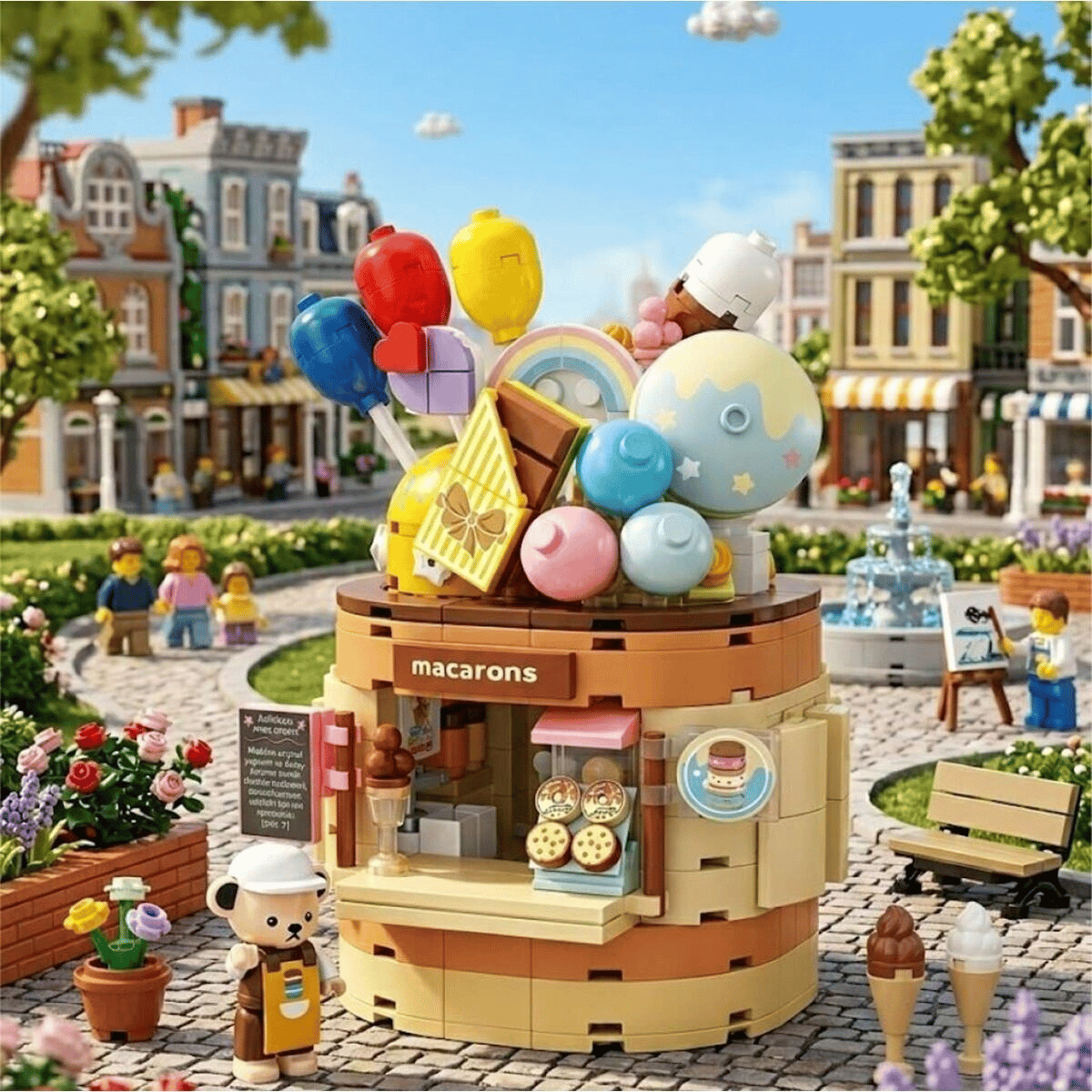 P881201 PANLOS TEDDY BEAR KOLEKSİYONU DONDURMA DÜNYASI 354 PARÇA BLOCK OYUNCAK