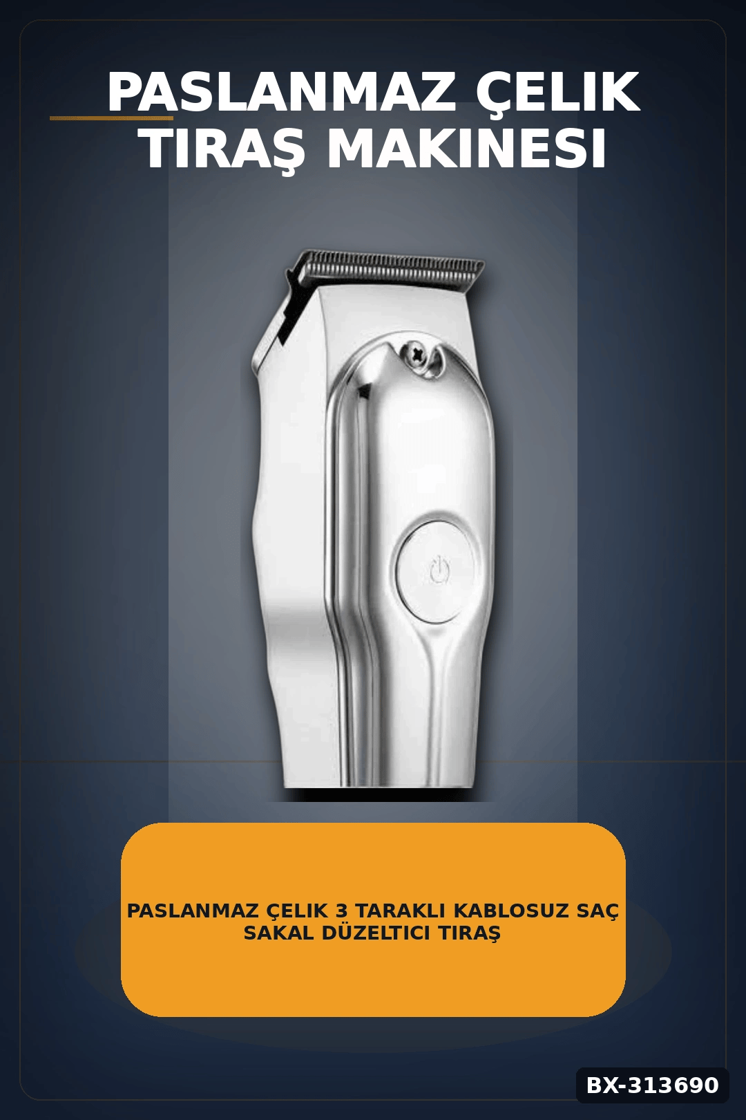 Paslanmaz Çelik 3 Taraklı Kablosuz Saç Sakal Düzeltici Tıraş Makinesi Seti BX-313690